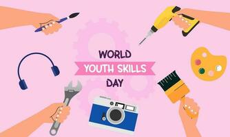 World youth skills day concept illustration vector
