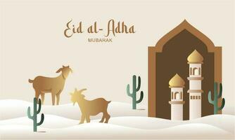 Eid Al Adha Banner Design Vector Illustration. Islamic and Arabic Background for Muslim Community Festival