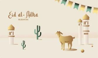 Eid Al Adha Banner Design Vector Illustration. Islamic and Arabic Background for Muslim Community Festival