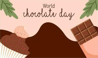 Happy world chocolate day illustration with chocolate logo vector