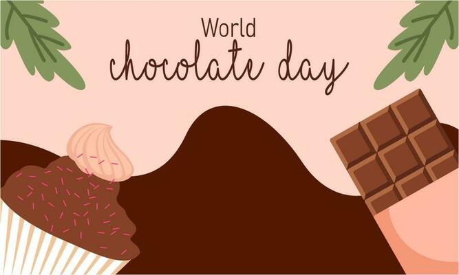 Happy world chocolate day illustration with chocolate logo