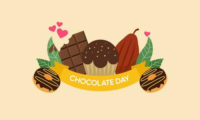 Happy world chocolate day illustration with chocolate logo