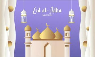 Eid Al Adha Banner Design Vector Illustration. Islamic and Arabic Background for Muslim Community Festival