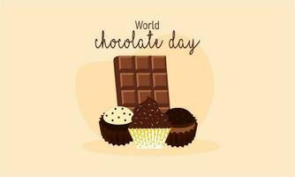 Happy world chocolate day illustration with chocolate logo vector