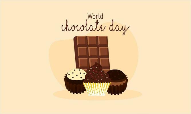 Happy world chocolate day illustration with chocolate logo