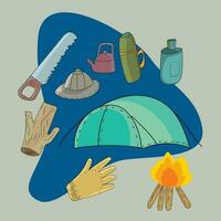 camping accessories and outdoor life vector