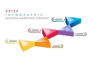 Infographic business 5 step triangle chart template vector