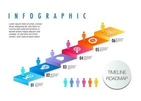 infografía modelo para proyecto y planificación 6 6 escaleras nivel moderno a completar un proyecto en un cierto línea de tiempo, mapa vial, etapas, paso vector