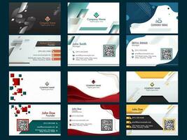 Front And Back View Of Abstract Business Or Visiting Card In Six Options. vector