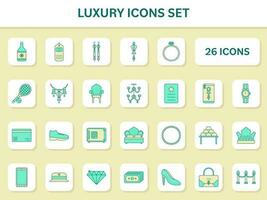 Turquoise And Yellow Color Set Of Luxury Icons In Square Background. vector