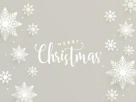 Stylish text of Merry Christmas and snowflakes decorated background. Can be used as greeting card or poster design. vector