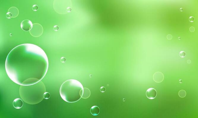 Shiny abstract bubbles decorated green background with space for your message.