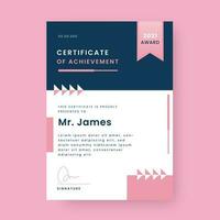 Editable Certificate Of Achievement Template Design in White and Blue Color. vector