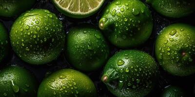 . . Macro shot photography of slices limes green tropical fruits. Graphic Art photo