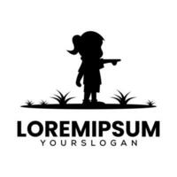 silhouette of little girl logo standing and pointing vector