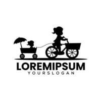 silhouette logo of little girl cycling vector