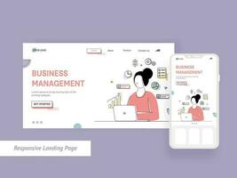 Responsive Landing Pages with Web and Mobile Presentation. vector