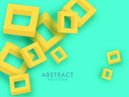 Abstract 3D Yellow Square Elements on Green Background. vector