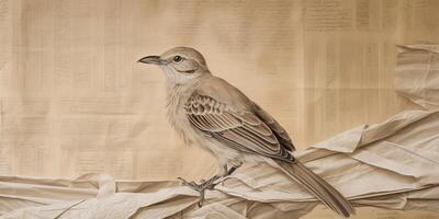 . Photo realistic illustration of bird on papper background. . Graphic Art