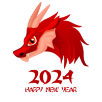 Chinese gelukkig nieuw jaar 2024 , schattig draak. groet kaart met rood draak Aan transparant achtergrond png