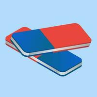 Two eraser in 3d style on blue background. vector