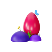 3d representación de huevo con mariposas, flores, piedras png