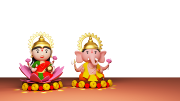 3d representación de señor ganesha y lakshmi. png