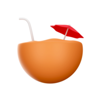 Coconut Drink With Umbrella Straw. png