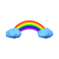 3d Renderização do arco Iris com nuvens elemento. png