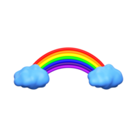 3d le rendu de arc en ciel avec des nuages élément. png