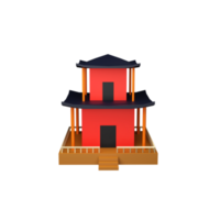 3D Render of Chinese Temple. png