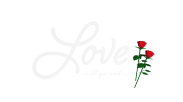 amor es todas usted necesitar mensaje texto con rosas elemento. 3d prestar. png