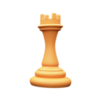 3D Rendering Golden Rook Chess Piece. png