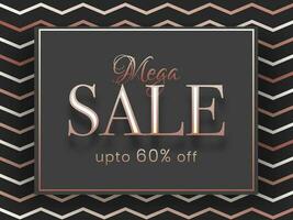 Mega Sale banner or poster design with discount offer on wavy striped background. vector