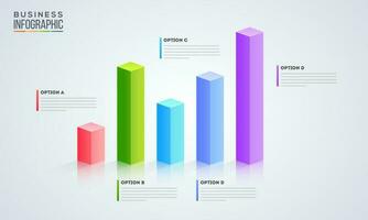 3D infographic graph with five option for Business infographic presentation. vector