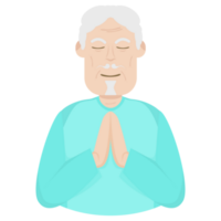 The Elderly People Old Man Yoga Pose Meditation Relaxed Half Body png