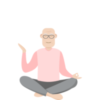 le personnes âgées gens vieux homme des lunettes yoga pose méditation détendu corps png