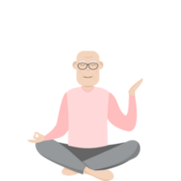 il anziano persone vecchio uomo bicchieri yoga posa meditazione rilassato corpo png