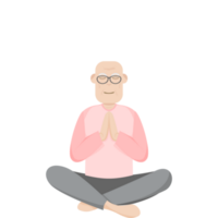 il anziano persone vecchio uomo bicchieri yoga posa meditazione rilassato corpo png