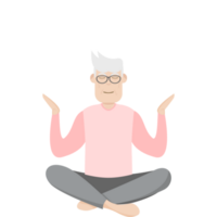 The Elderly People Old Man Glasses Yoga Pose Meditation Relaxed Body png