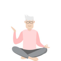 The Elderly People Old Man Glasses Yoga Pose Meditation Relaxed Body png