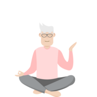 The Elderly People Old Man Glasses Yoga Pose Meditation Relaxed Body png