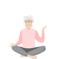 The Elderly People Old Man Glasses Yoga Pose Meditation Relaxed Body png