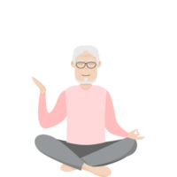 il anziano persone vecchio uomo bicchieri yoga posa meditazione rilassato corpo png
