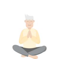 il anziano persone vecchio uomo yoga posa meditazione rilassato corpo png