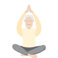 il anziano persone vecchio uomo yoga posa meditazione rilassato corpo png