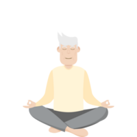 il anziano persone vecchio uomo yoga posa meditazione rilassato corpo png