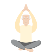 a idosos pessoas velho homem ioga pose meditação relaxado corpo png