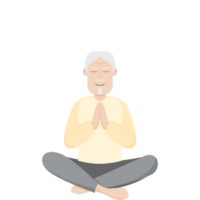 il anziano persone vecchio uomo yoga posa meditazione rilassato corpo png