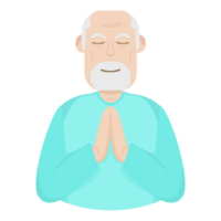 il anziano persone vecchio uomo yoga posa meditazione rilassato metà corpo png